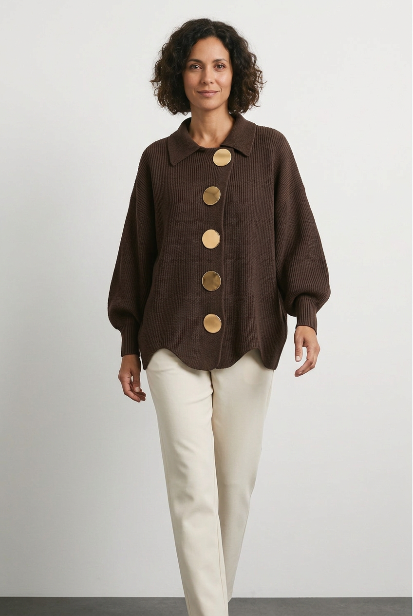 Estefanía - Cárdigan oversize con botones metálicos