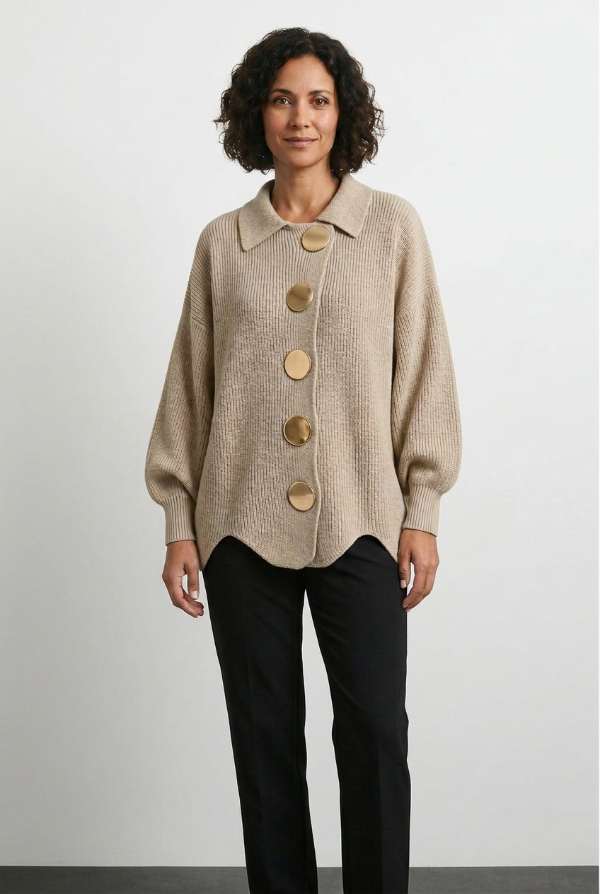 Estefanía - Cárdigan oversize con botones metálicos