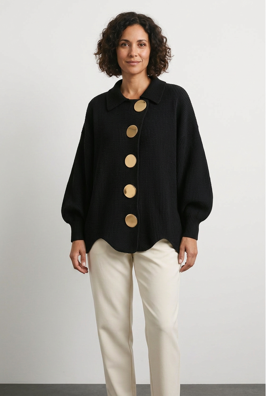 Estefanía - Cárdigan oversize con botones metálicos