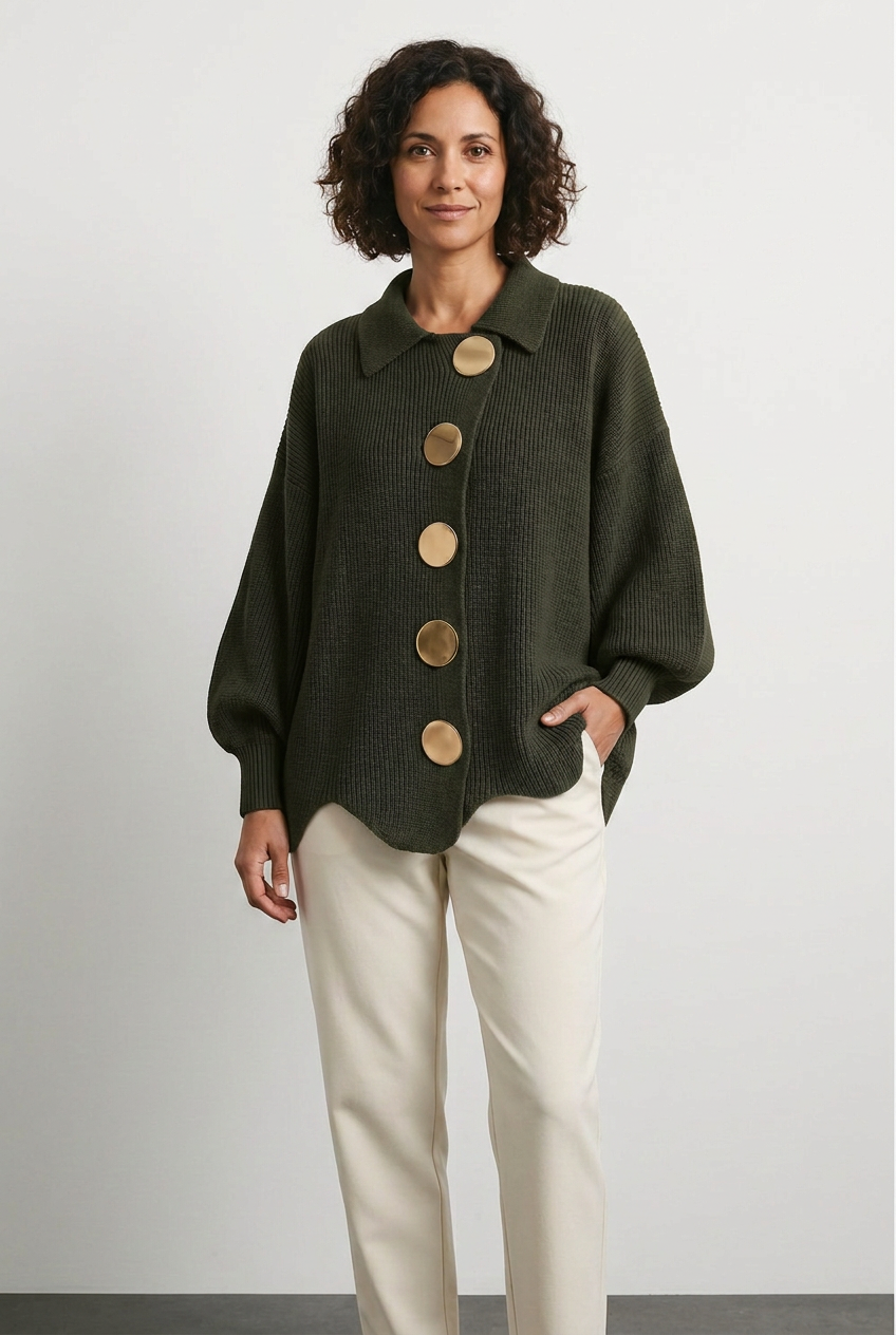 Estefanía - Cárdigan oversize con botones metálicos