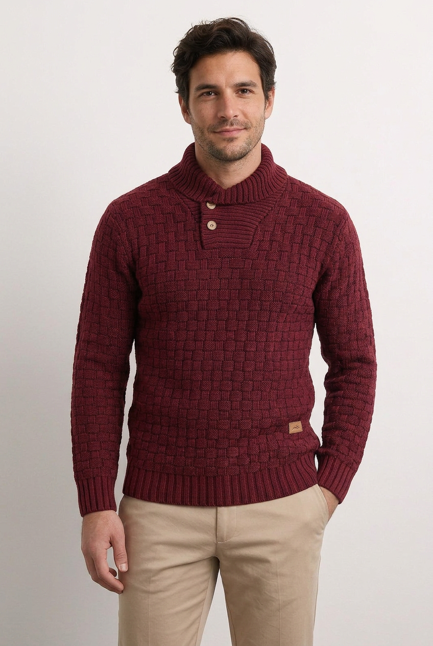 Alonso suéter rojo burdeos con modelo