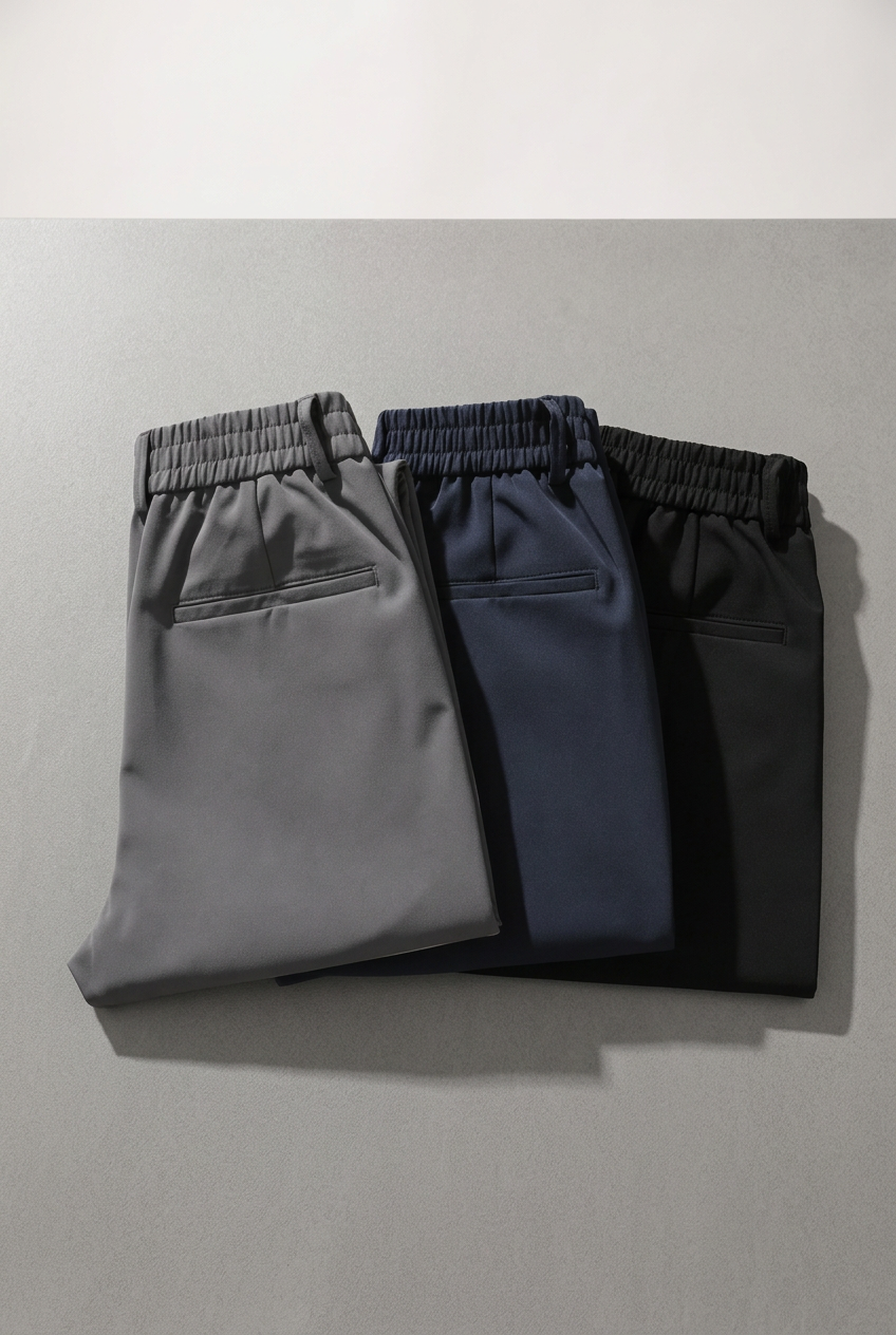 Marcos pantalones doblados sobre mesa