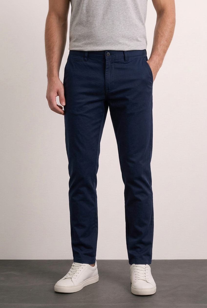 Miguel chino azul marino con modelo