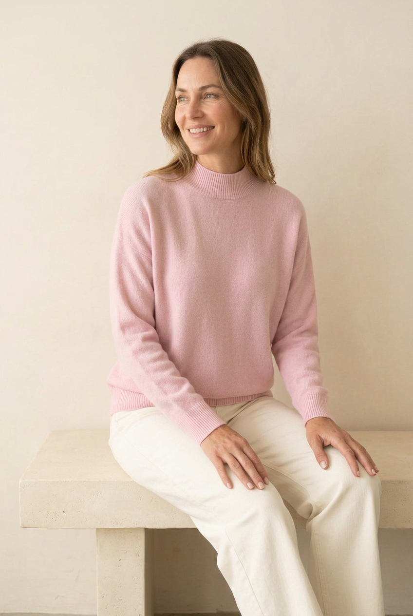 Jersey Virginia rosa claro con mujer