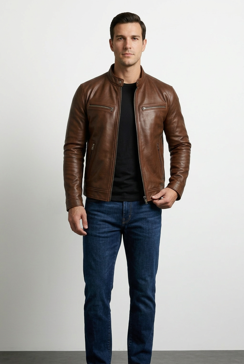 Diego - Chaqueta vintage de piel sintética