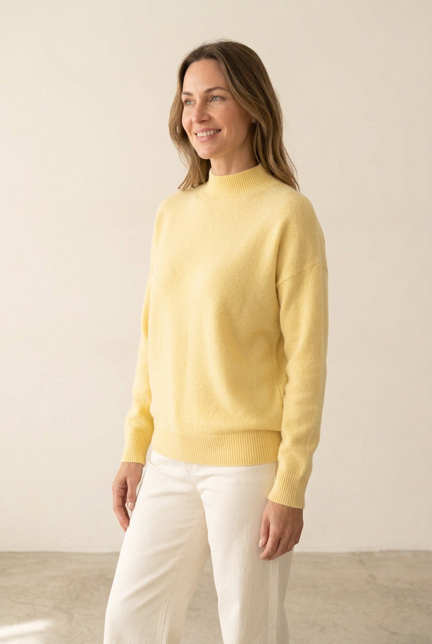 Jersey Virginia amarillo con mujer