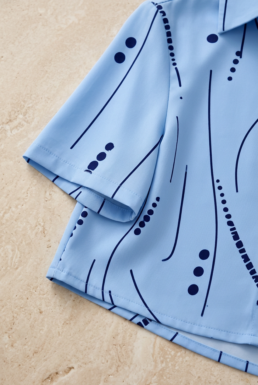 Adela, detalle de manga y estampado
