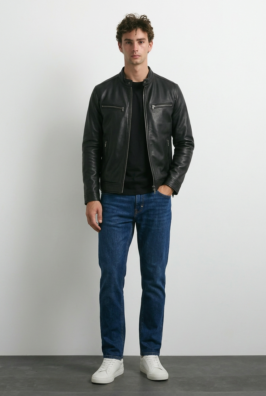 Diego - Chaqueta vintage de piel sintética