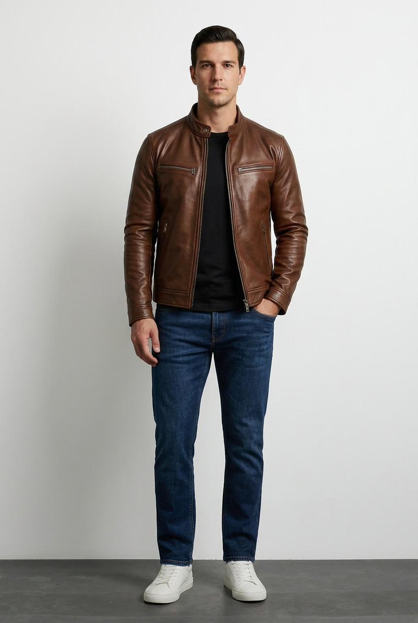 Diego - Chaqueta vintage de piel sintética