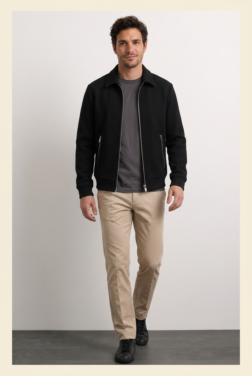 Adrián chaqueta negra con modelo