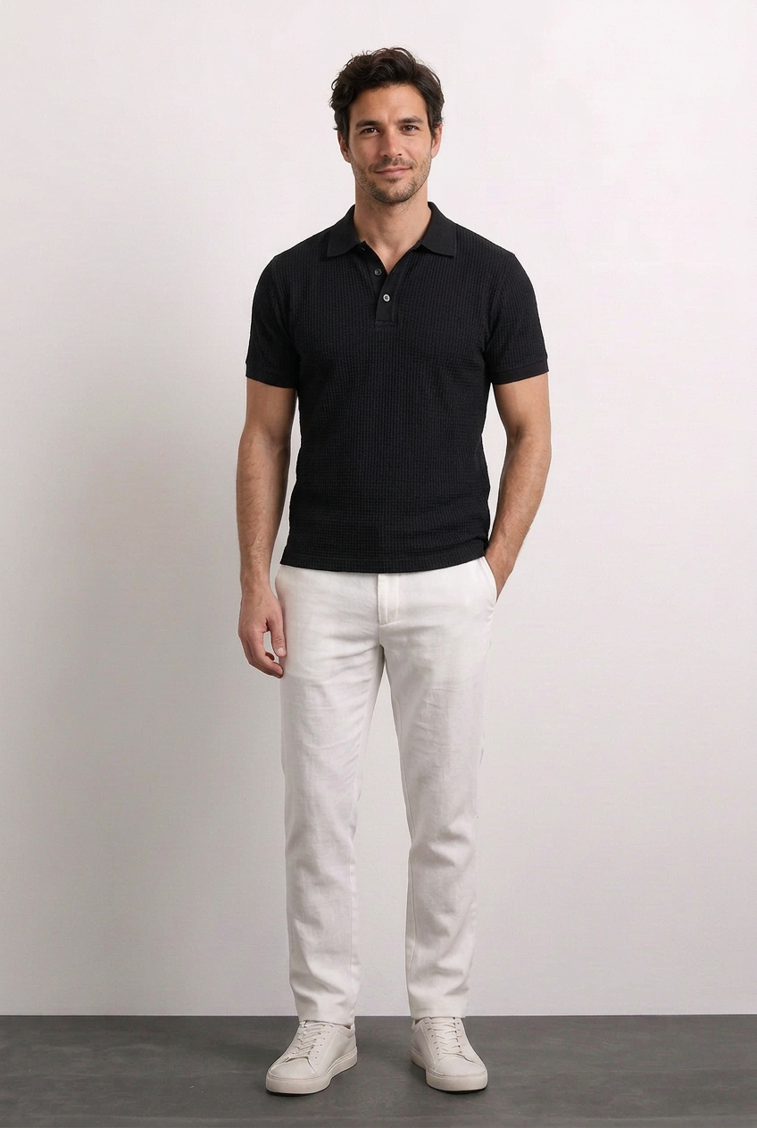 Carlos polo negro con modelo