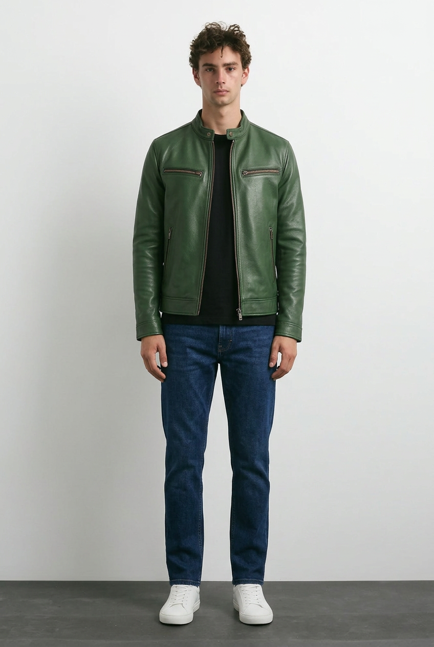 Diego - Chaqueta vintage de piel sintética