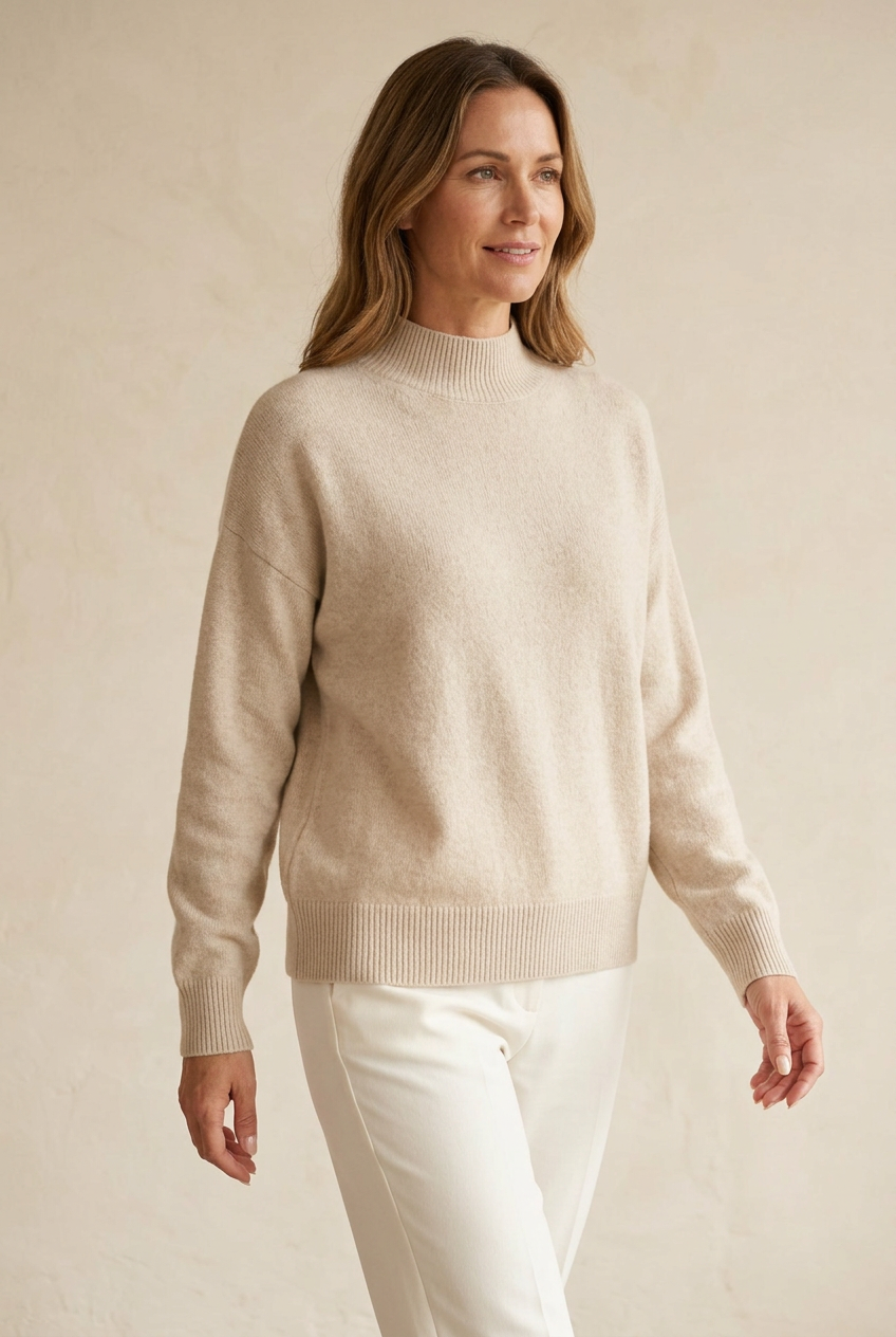 Jersey Virginia beige con modelo