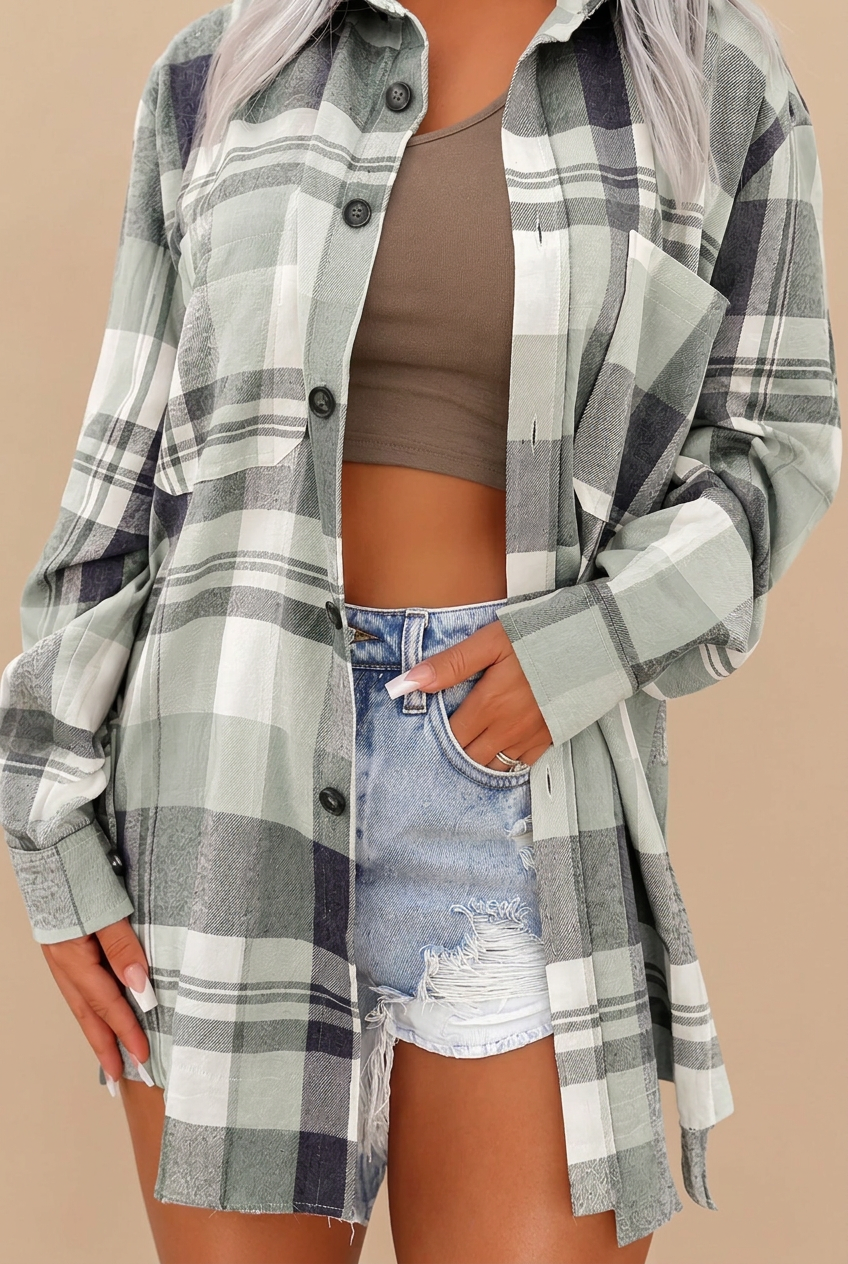 Lucía, camisa de cuadros de manga larga – foto 2